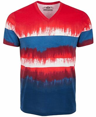 New American Rag Men's Size XL Colorblock Dip Dyed S/S V-Neck T-Shirt-image