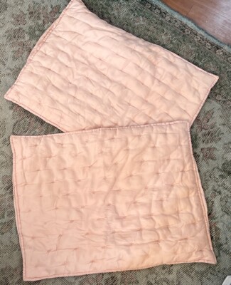 2 Pottery Barn Teen Cotton Silk look Standard Pillow Sham Pair Pink-image