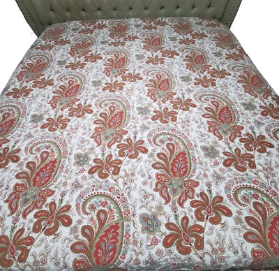 Pottery Barn Charlie Paisley Organic Cotton KING Duvet Cover Red/Green/Cream-image