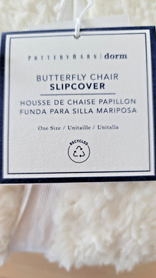 Pottery Barn Faux Fur White Butterfly Chair Cover New W Tags-image