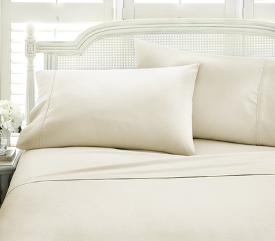 ienjoy Home Embossed 4 Piece Sheet Set, Queen, Chevron Cream-image