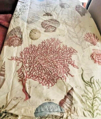 Pottery Barn Reef Coral Shell Duvet Cover Queen No Shams Coastal Decor Rare🦩-image