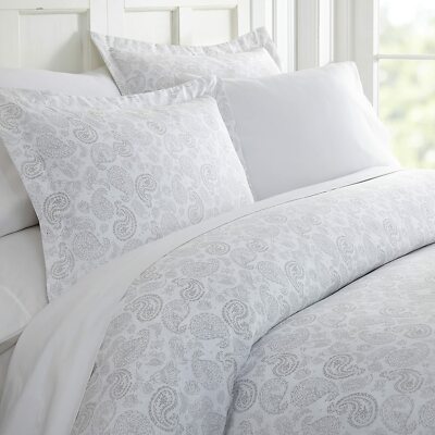Linen Market Cover Pattern Duvets 15_2, Twin/Twin XL, Coarse Paisley Light Gray-image