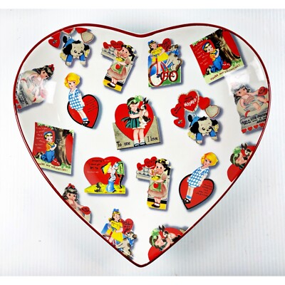 Rosanna Studio Valentines Day Retro Card Ceramic Heart Shaped Plate Candy Dish-image
