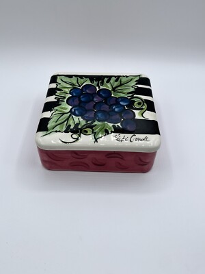 Vicki Carroll Studio Signed Trinket Dish & Lid Bon Appetite -image