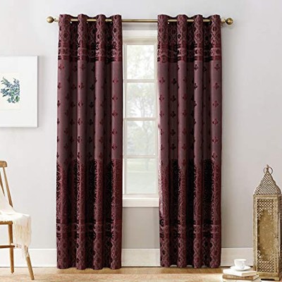 Elidah Medallion Bonded Velvet Thermal Extreme Total Blackout Grommet Curtain...-image