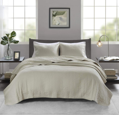 Madison Park Keaton Quilt Set-Casual Channel Stitching Design All Season, Lightw-image