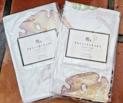 Rare NWT NEW 2 Pottery Barn Standard Pillow SHAM Seashells BEACH Shells Vintage-image