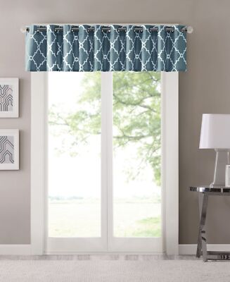 Madison Park Saratoga 50″ x 18″ Fretwork-Print Grommet Valance, Navy-image