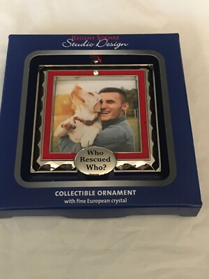 REGENT SQUARE STUDIO DESIGN FRAME ORNAMENT “WHO RESCUED WHO?” PET ORNAMENT NEW-image