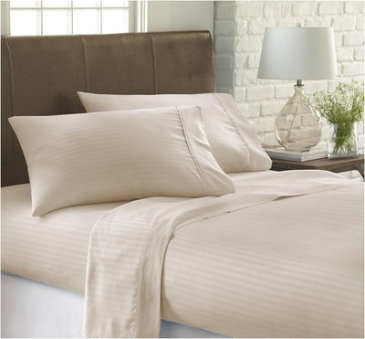 ienjoy Home Dobby 4 Piece Collection Premium Embossed King, Stripe Cream -image