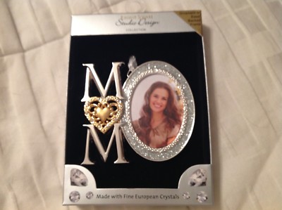 regent square mom photo ornament or easel frame silver and gold studio design -image