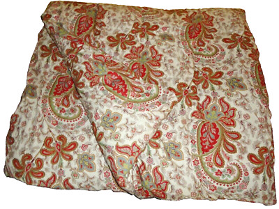 POTTERY BARN CHARLIE PAISLEY RED CREAM GREEN (1) CALIFORNIA KING/KING DUVET-image