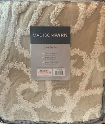 ⚡️Madison Park Cotton Tufted Coverlet Set With Taupe Finish (Full/Queen)-image