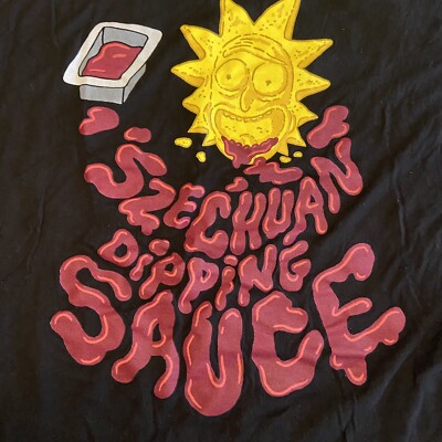 Adult XL Rick And Morty Szechuan Dipping Sauce T-Shirt Black Shirt Wubba Lubba-image