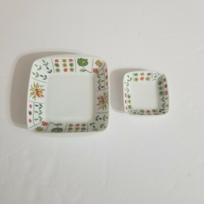 Rosenthal Germany Studio Linie Berlin Baumann Pucci Dish Lot Of 2 Floral Square-image