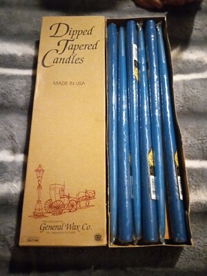 LOT OF GENERAL WAX COMPANY~TAPER CANDLES BNIB!! HAND DIPPED HERITAGE BLUE 14.5