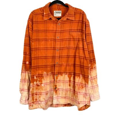 Mountain Khakis Handmade Bleach Dip Dyed Long Sleeve Button Down Shirt Orange XL-image