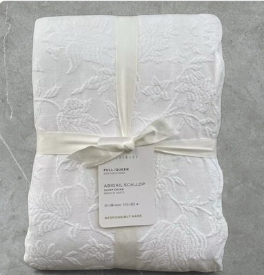 NEW Pottery Barn ABIGAIL SCALLOPED TEXTURED Duvet Full/Queen  in White-image