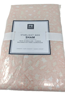 Pottery Barn Quilted Standard Sham Starlight Geo Quartz Blush Pink Teen Dorm-image