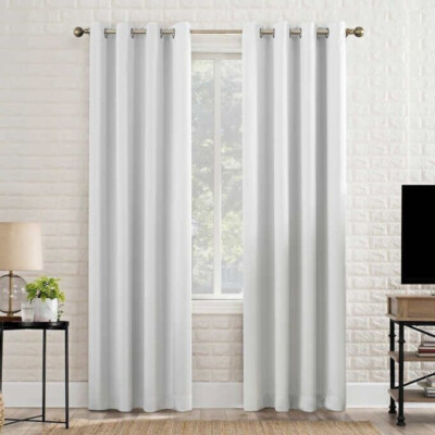 Sun Zero Broderick Theater Grade Blackout Curtains, White, 2-pack-image