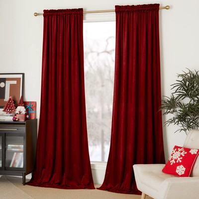 Christmas Red Blackout Curtains for Backdrops, Thermal Insulated Noise Reduci...-image