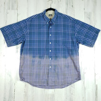 Haggar Forever New Dip Dye Short Sleeve Button Down Shirt Men’s Size XL-image