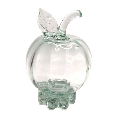 Vintage Studio Art Glass Apple Shaped Paperweight Light Green-image