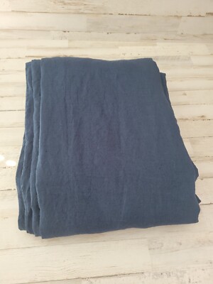 Pottery Barn Belgian Flax Linen F/Q Duvet Navy Midnight -image