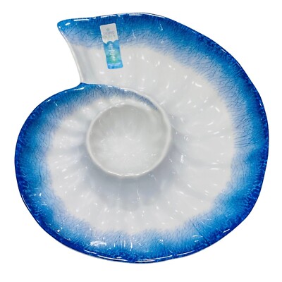 Sigrid Olsen Ocean Conch Shell Shaped 15in Melamine Chip and Dip Tray-image