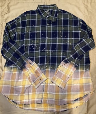 Southern Bliss XXXL  Plaid Button Up Bleach Splatter Dip NWOT-image