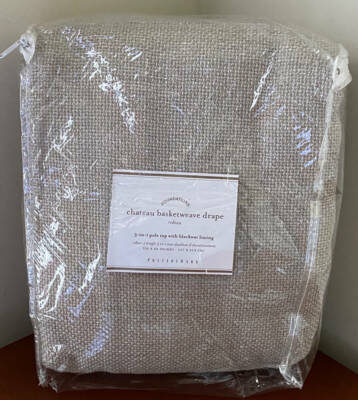 Pottery Barn Chateau Basketweave Blackout Drape (1) ~ 50 x 84 ~ Natural Brown-image