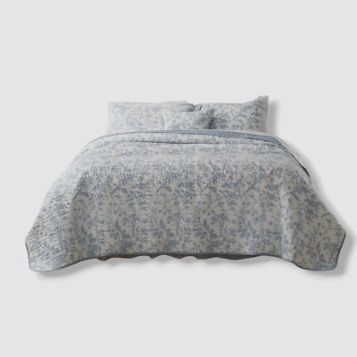 Madison Park Blue 4pc Full/Queen Amberley Quilt Bedding Set-image
