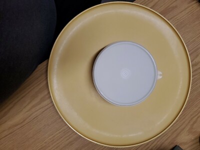 TUPPERWARE vintage gold Dip-N-serve chip/veggie tray 3 pc set w/ removable dish-image