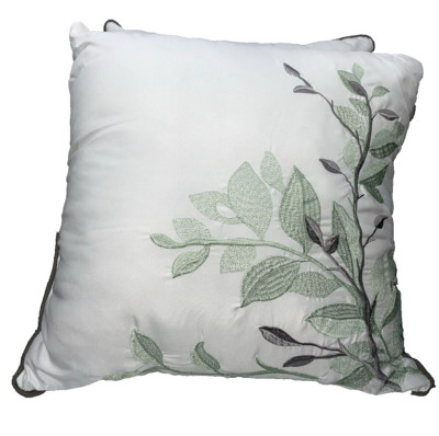 Madison Park Claire Throw Bed Pillow Set 2 Silk Embroidered Leaves Greens-image