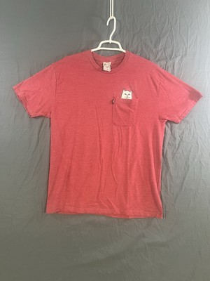 RIP N DIP  Skater Cat T Shirt Lord Nermal Pocket Tee Size L Cat Burgundy Maroon-image