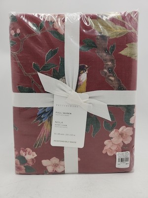 NEW Pottery Barn Nola Duvet Cover FULL/QUEEN Red Floral.-image