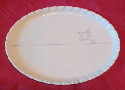 Potters Studio Plate White Ceramic Made With Love Heart Border Oval-image