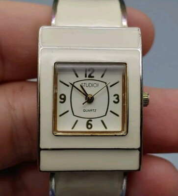 Womens Watch Studio White Dial 27mm Enamel Inlay Hinch Bracelet Band STD1008T-image