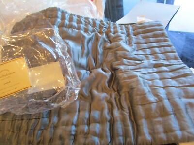 Pottery Barn silk tufted standard  sham gray grey  quilted New w tag-image