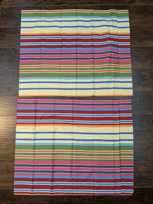 Pottery Barn Pillow Sham Cases Set of 2 Multi Stripe Standard Primary Colors -image