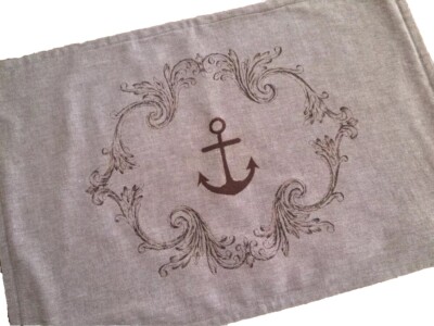 Mark and Graham Pottery Barn Natural Chambray Pillow Cover - Anchor - Nautical-image